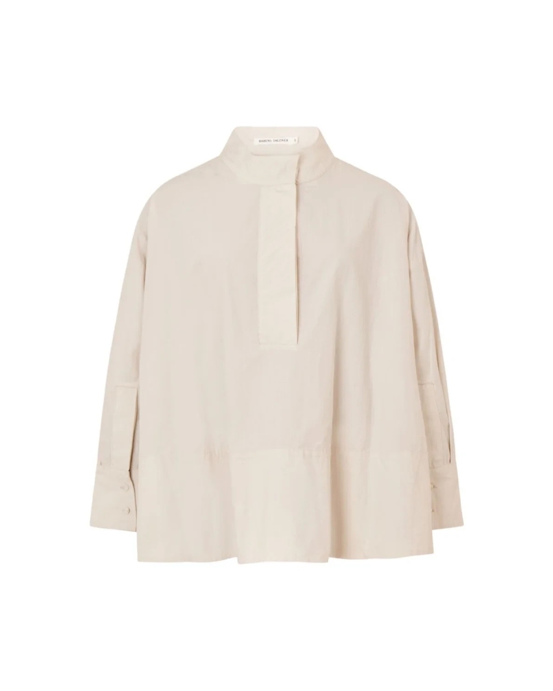 Rabens Saloner Smea Poplin Flared Shirt white