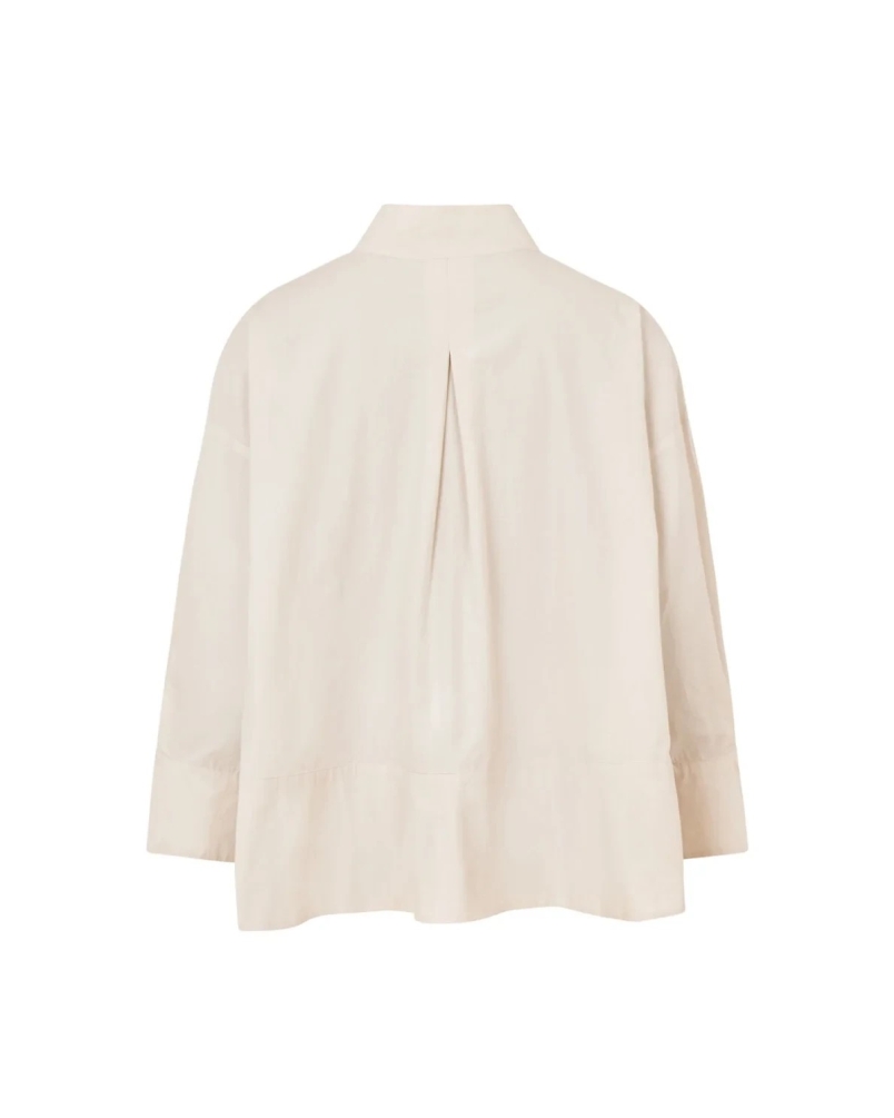 Rabens Saloner Smea Poplin Flared Shirt white