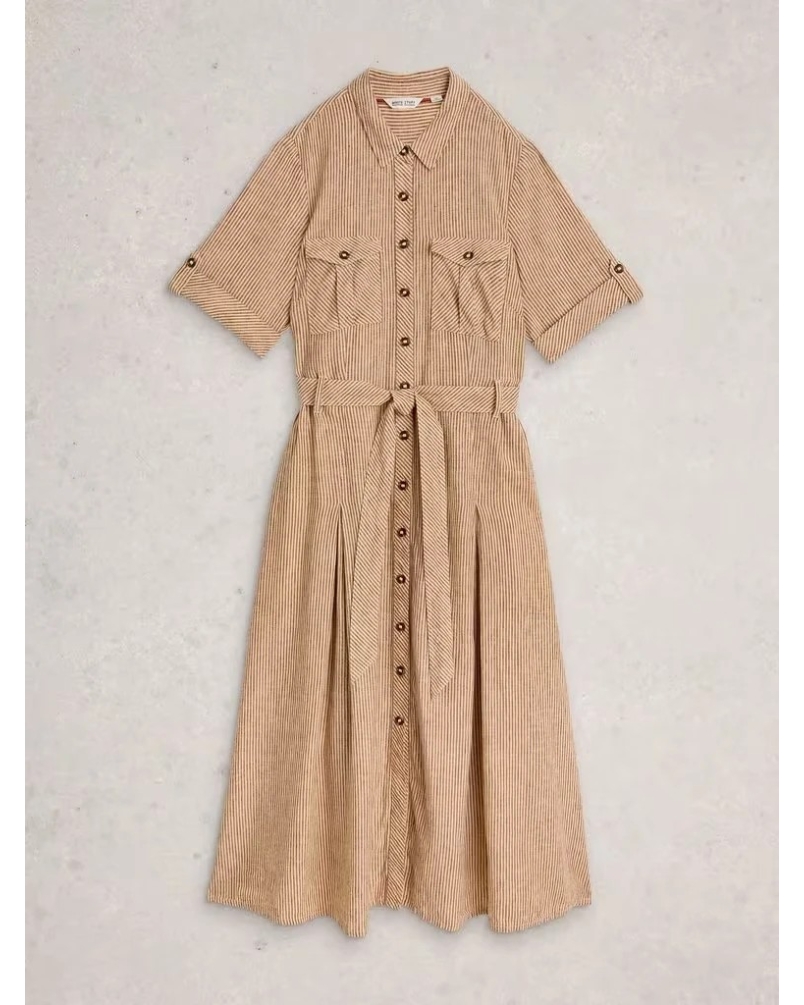 White Stuff Tiff blend shirt dress natural multi nat mlt