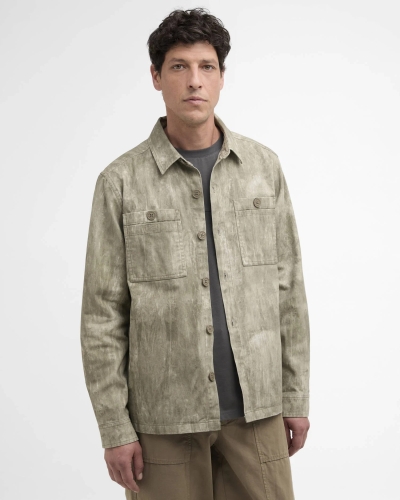 Barbour Ross printed overshirt grey olive grey olive