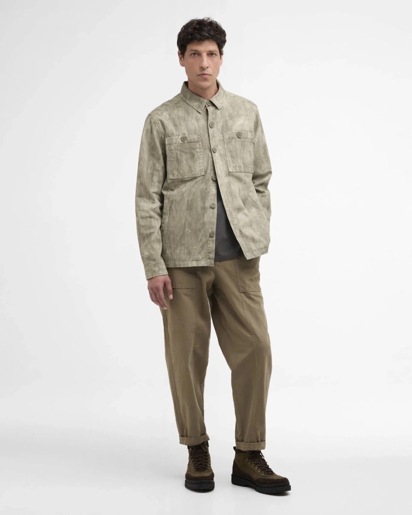 Barbour Ross printed overshirt grey olive grey olive