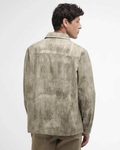 Barbour Ross printed overshirt grey olive grey olive