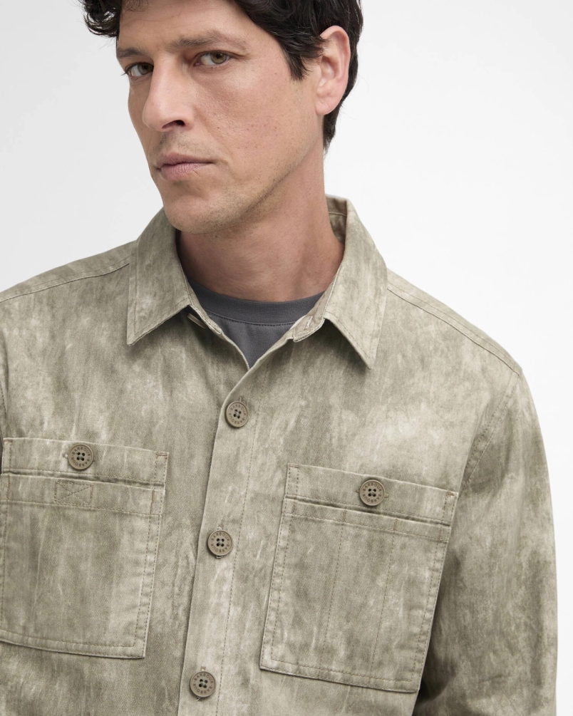 Barbour Ross printed overshirt grey olive grey olive