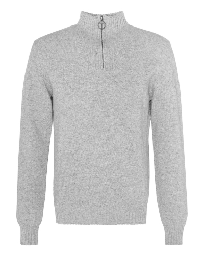 Barbour Essential lambswool half zip jumper lightgrey marly