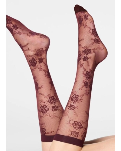 Oroblu Pure lace 20 kniekous bordeaux