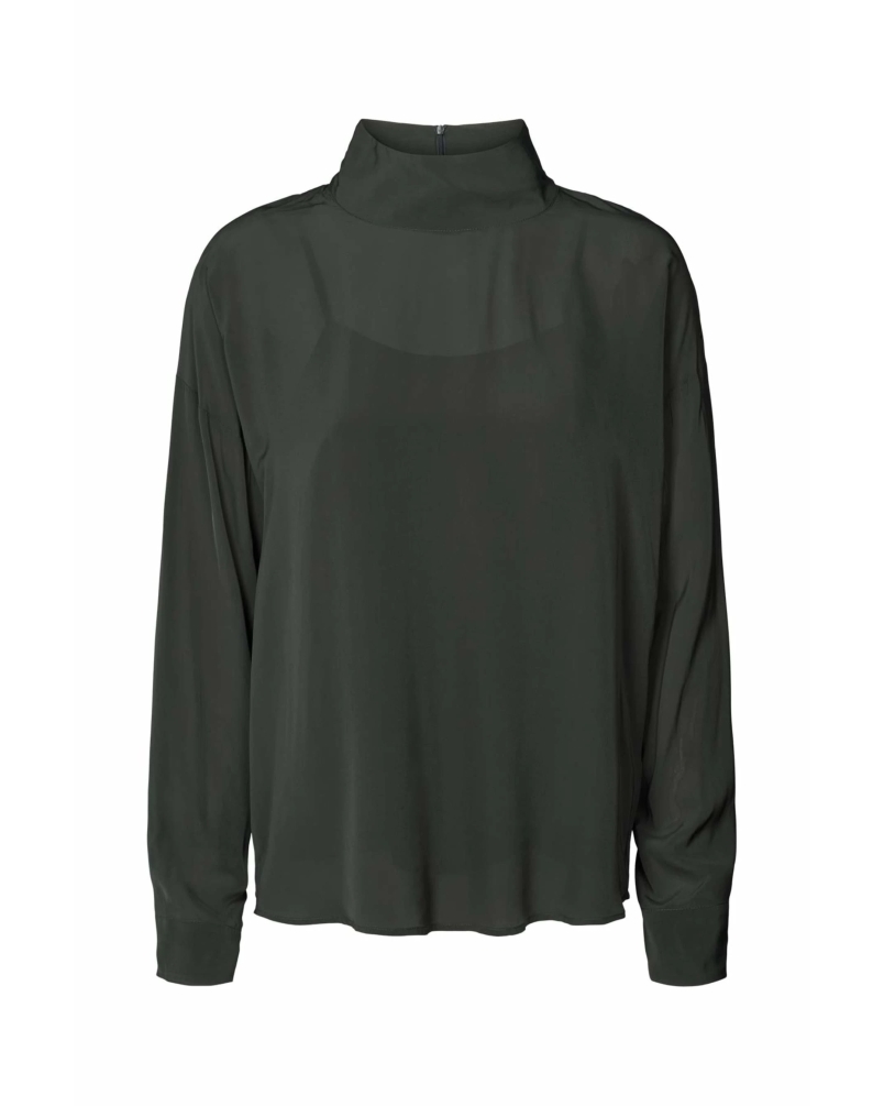 Rabens Saloner drape blouse evia pirate black