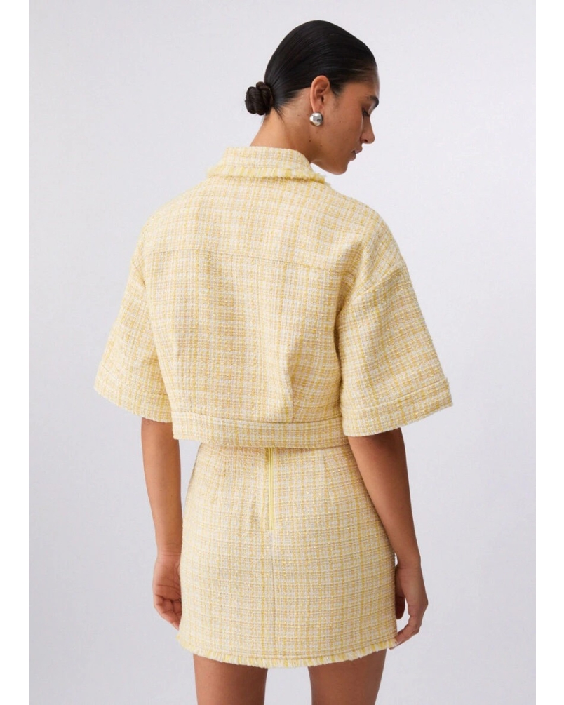 Liu Jo Cropped bouclé jacket yellow yellow