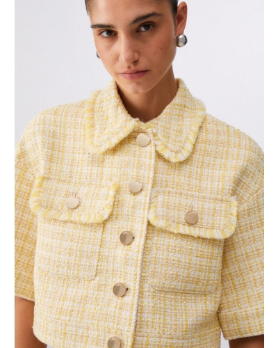 Liu Jo Cropped bouclé jacket yellow yellow