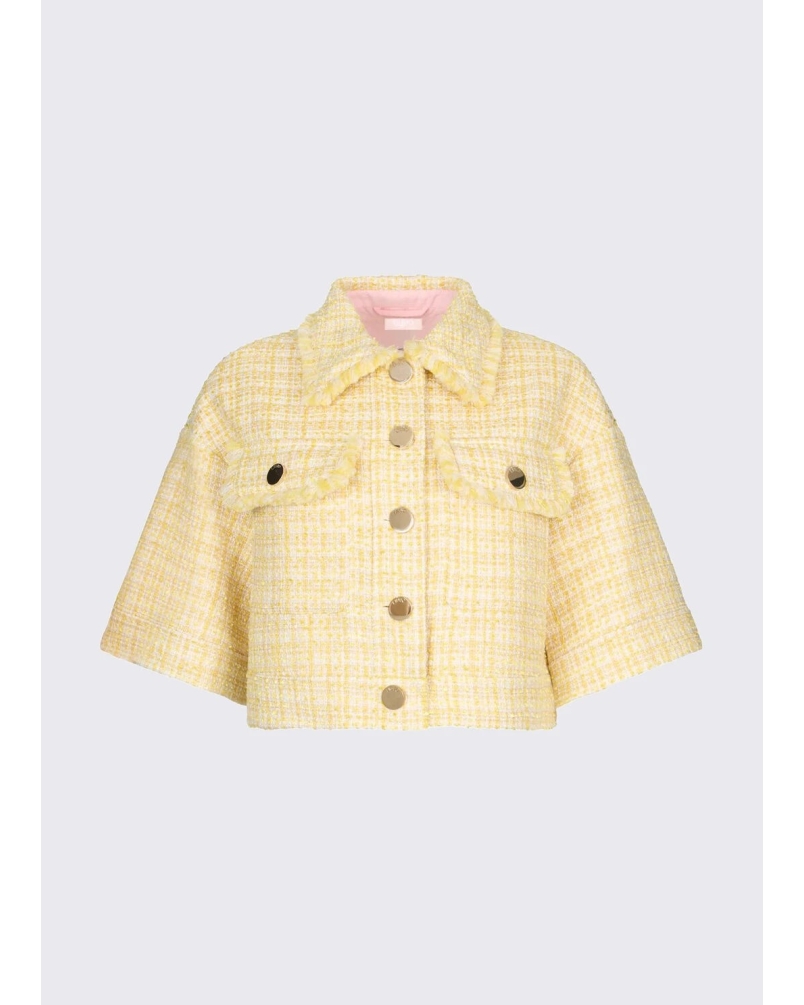 Liu Jo Cropped bouclé jacket yellow yellow