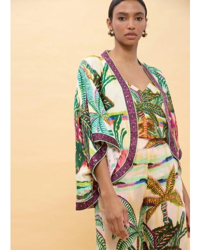 Lola Casademunt Palm tree print kimono ecru/multicolor