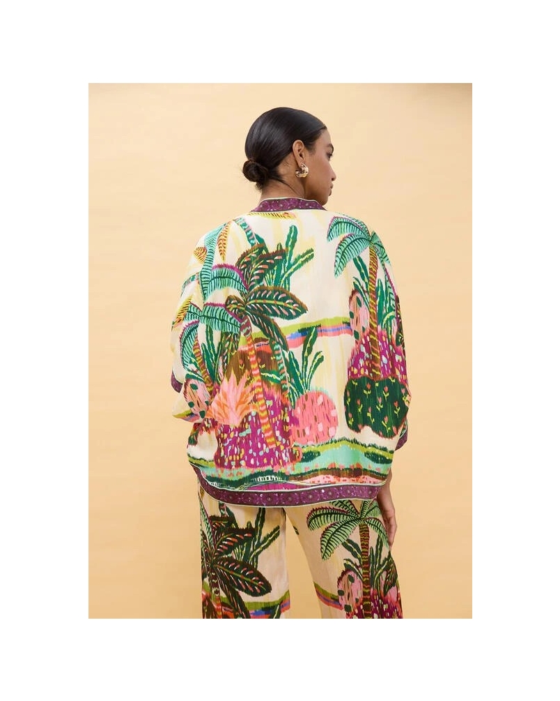 Lola Casademunt Palm tree print kimono ecru/multicolor