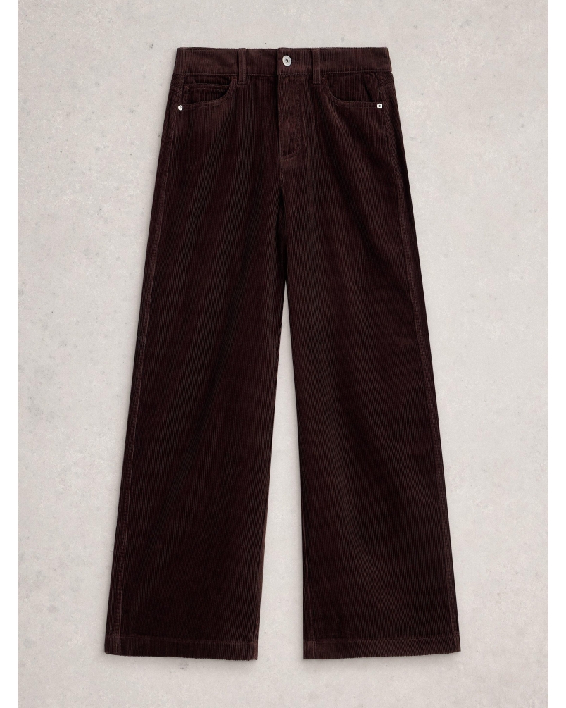White Stuff Ayla cord wide leg trousers dark brown