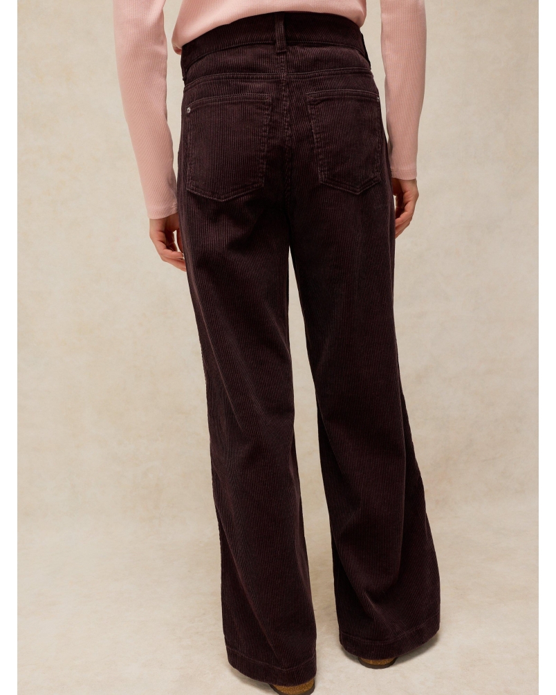 White Stuff Ayla cord wide leg trousers dark brown