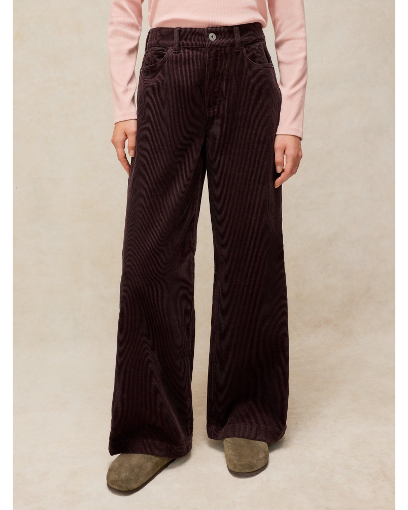 White Stuff Ayla cord wide leg trousers dark brown