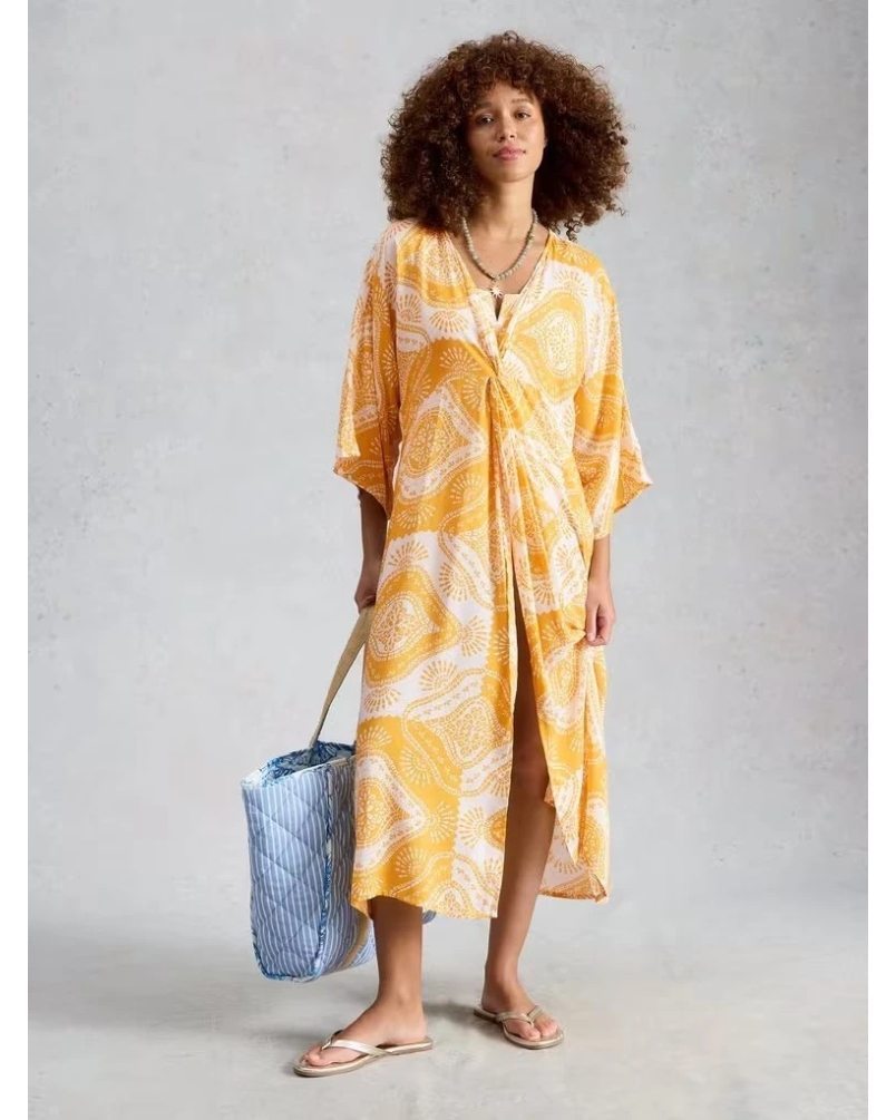 White Stuff Cleo cover up kimono yellow print