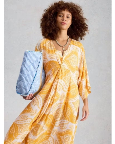 White Stuff Cleo cover up kimono yellow print