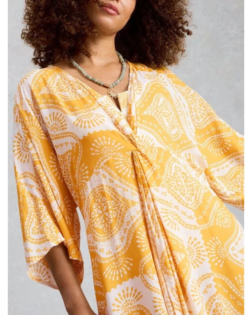 White Stuff Cleo cover up kimono yellow print