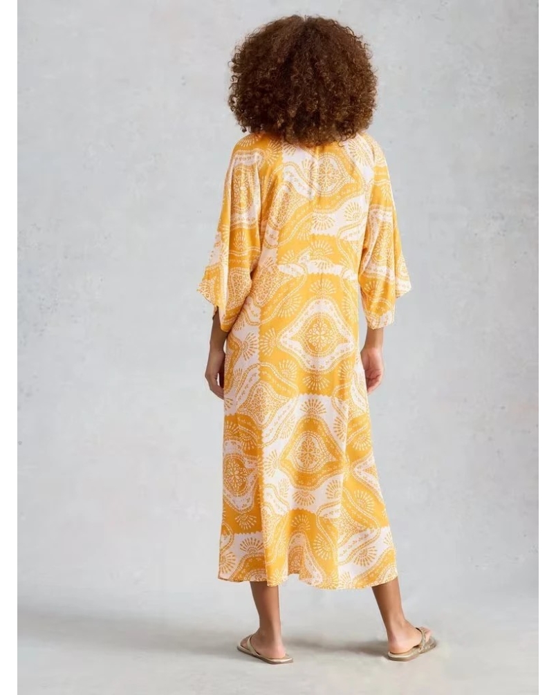 White Stuff Cleo cover up kimono yellow print