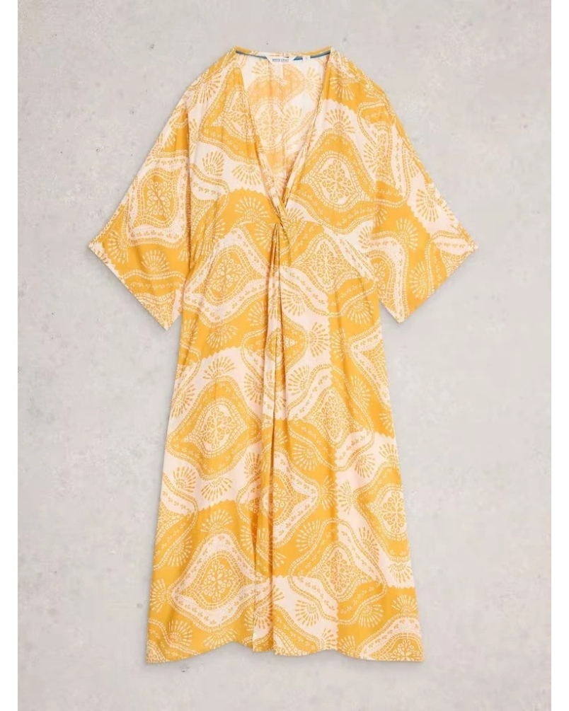 White Stuff Cleo cover up kimono yellow print