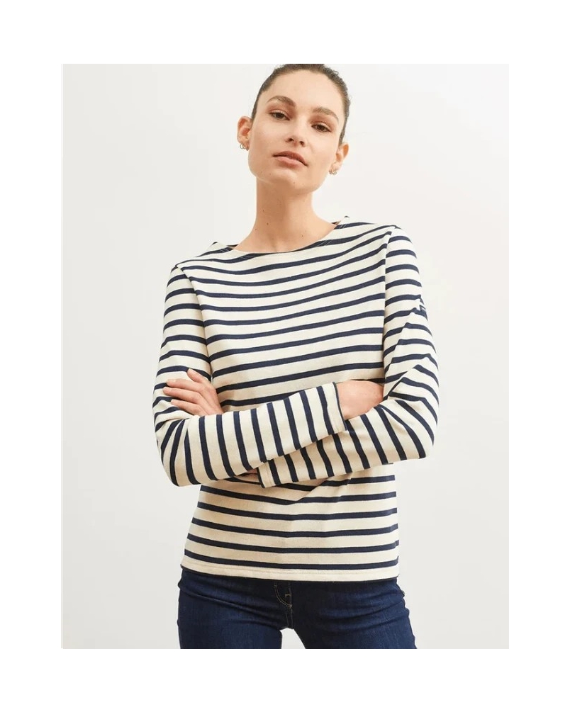 Saint James Meridame Breton shirt ecru/marine