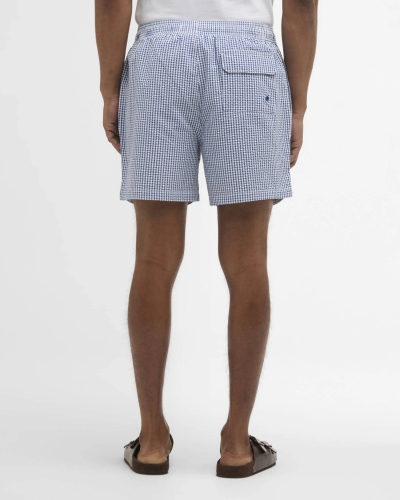Barbour Gingham seersucker swim short sailboat blue