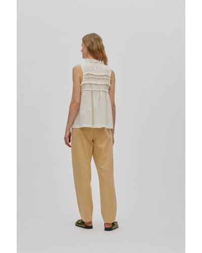 Rabens Saloner Pia voile frill halter top chalk