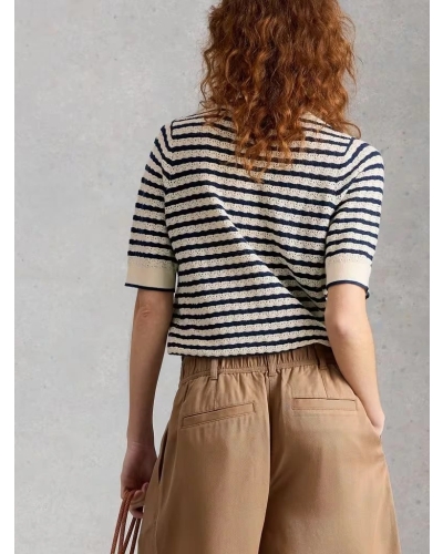 White Stuff Holly pointelle tee ivory mlt