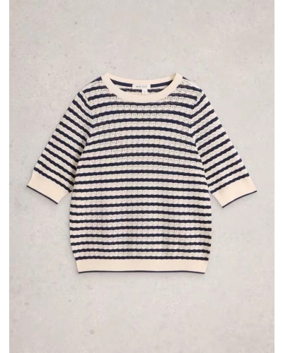 White Stuff Holly pointelle tee ivory mlt