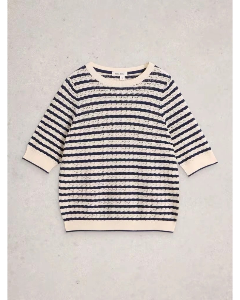 White Stuff Holly pointelle tee ivory mlt