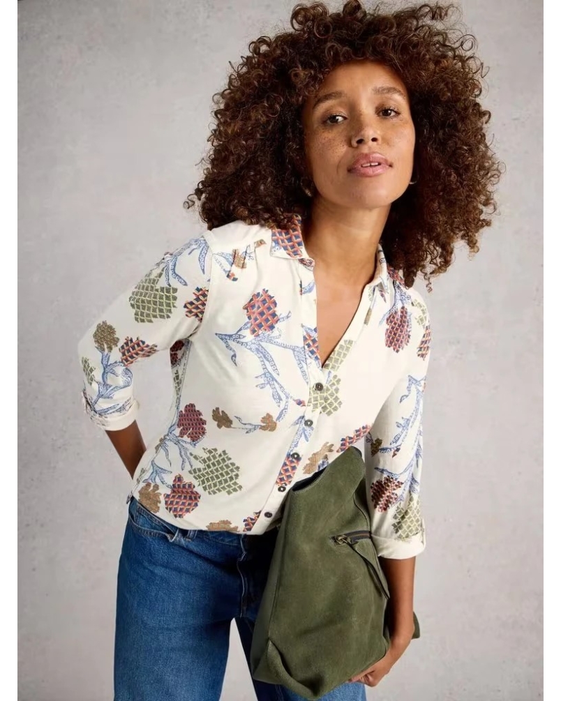 White Stuff Annie jersey print ivory mlt