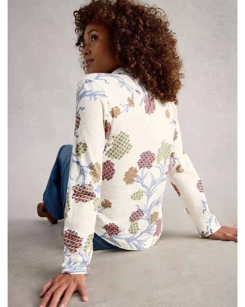 White Stuff Annie jersey print ivory mlt