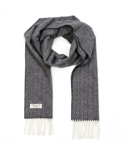 John Hanly Irish wool scarf charcoal herringbone
