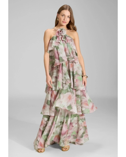 SWING Swing Printed chiffon evening dress