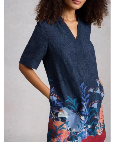 White Stuff June linen dress navy navy pr