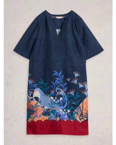 White Stuff June linen dress navy navy pr