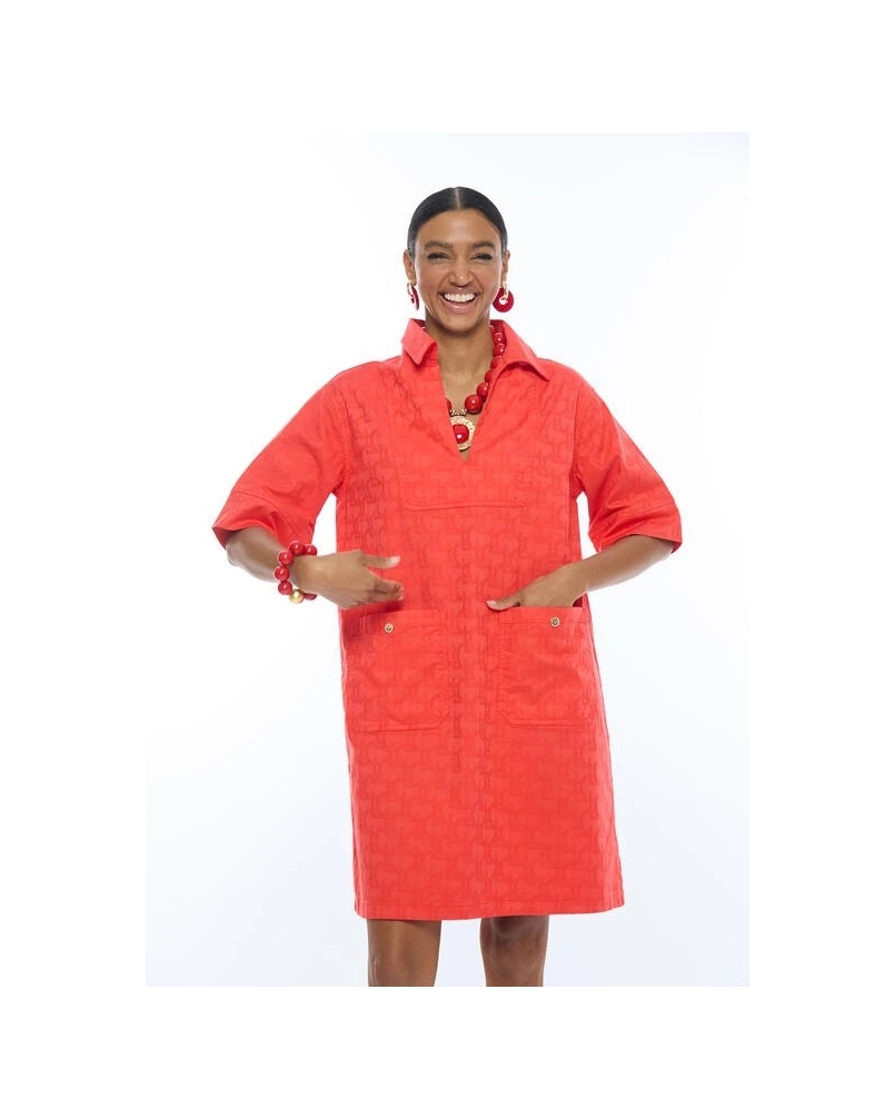 Lola Casademunt Dress with jacquard LC logo coral