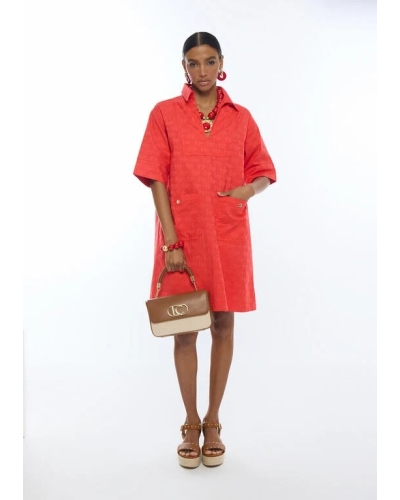 Lola Casademunt Dress with jacquard LC logo coral