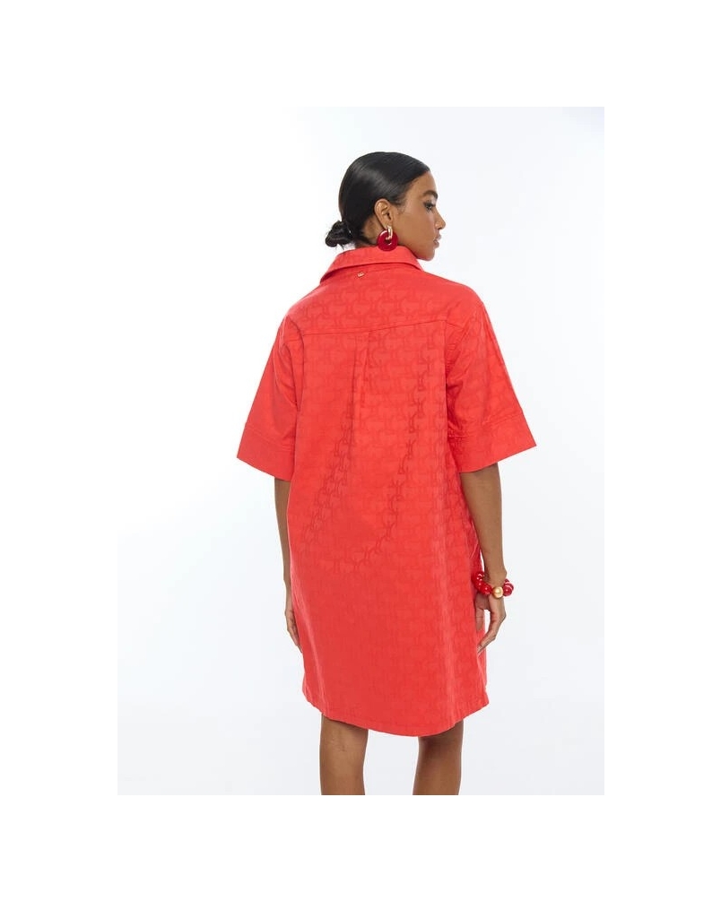 Lola Casademunt Dress with jacquard LC logo coral