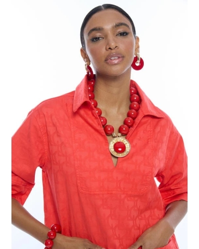 Lola Casademunt Dress with jacquard LC logo coral