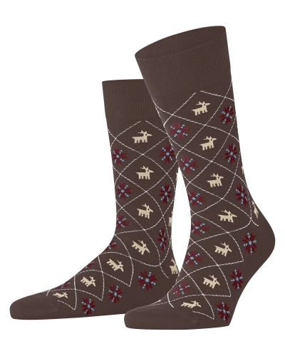 Burlington Reindeer heren sokken maple brown