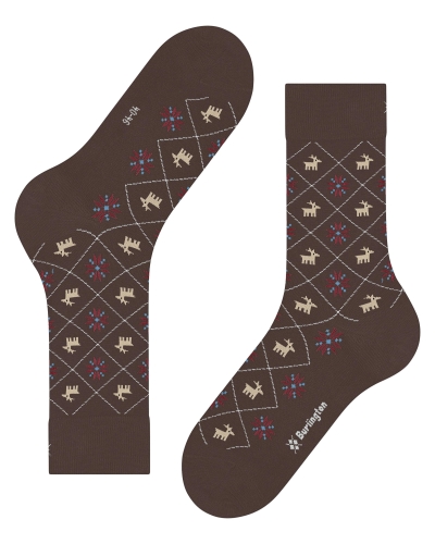 Burlington Reindeer heren sokken maple brown