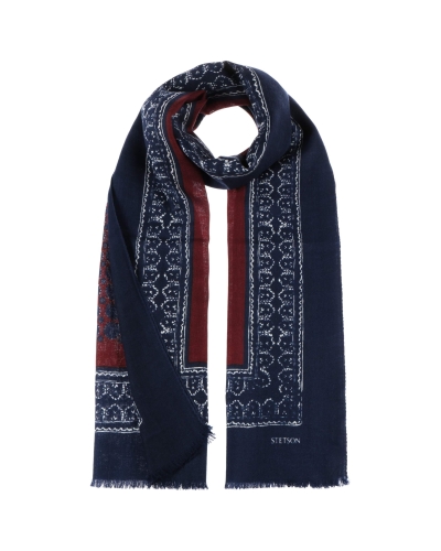 Stetson Scarf wool ornaments blue/navy