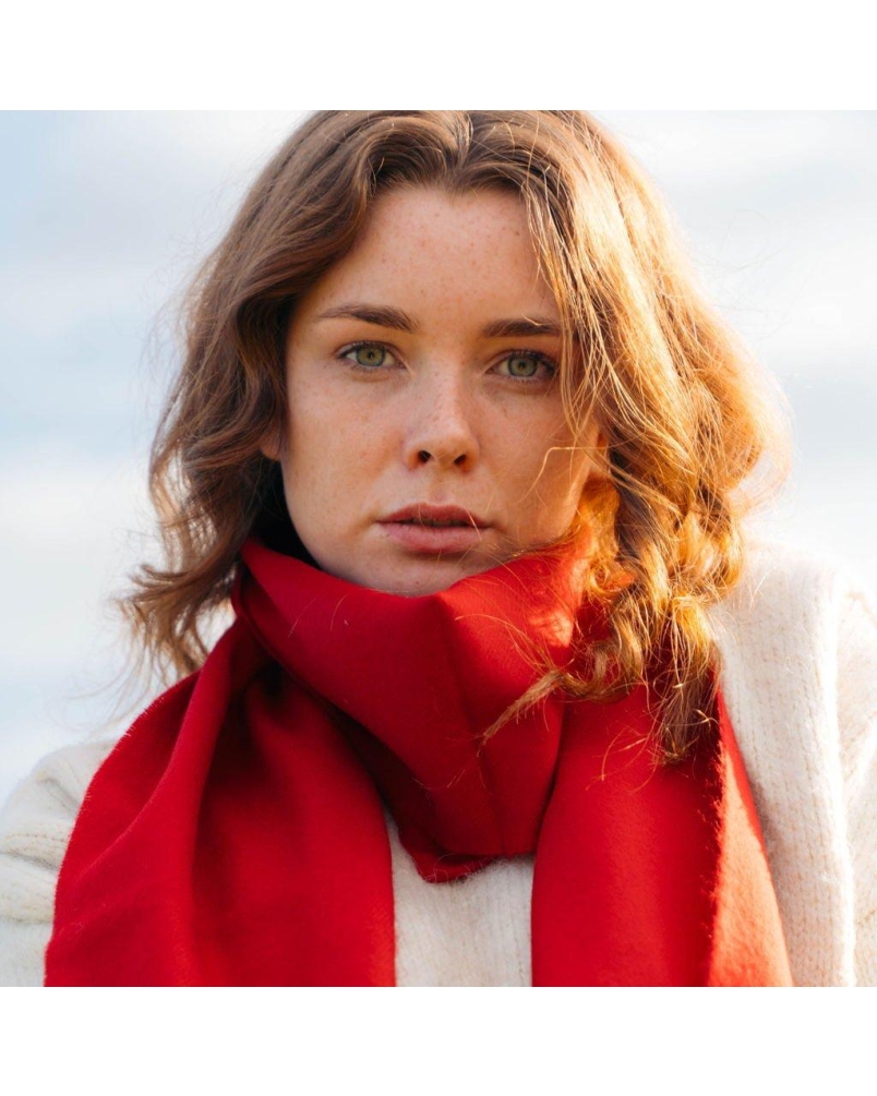 John Hanly Merino Luxury Wool Scarf crimson red