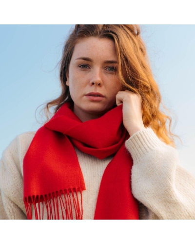 John Hanly Merino Luxury Wool Scarf crimson red