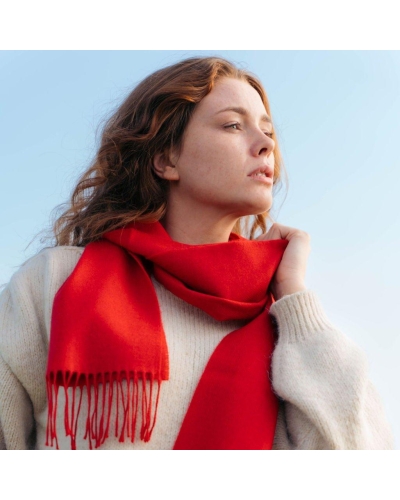 John Hanly Merino Luxury Wool Scarf crimson red