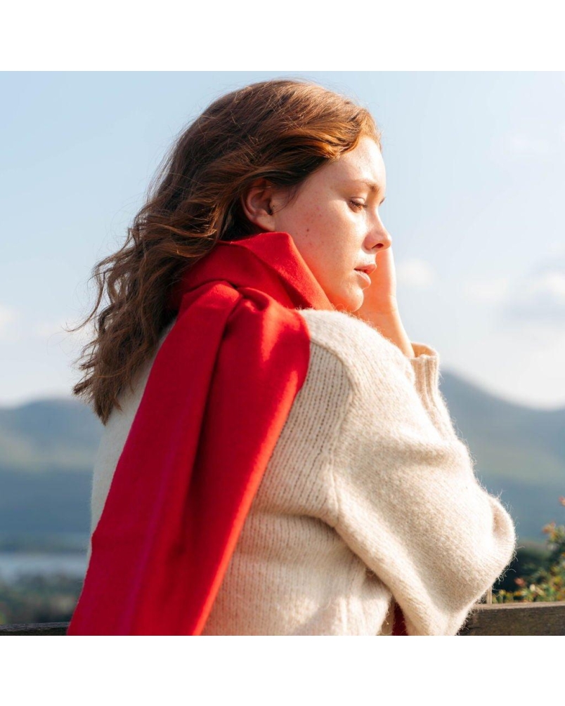 John Hanly Merino Luxury Wool Scarf crimson red