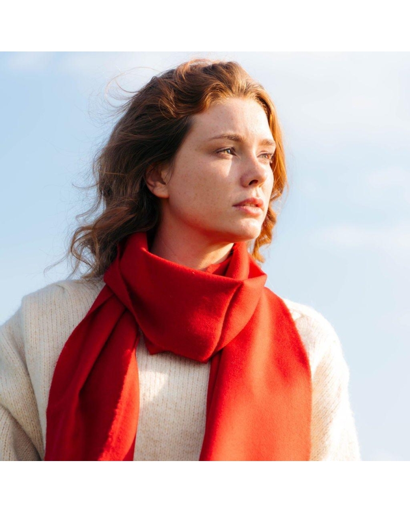 John Hanly Merino Luxury Wool Scarf crimson red