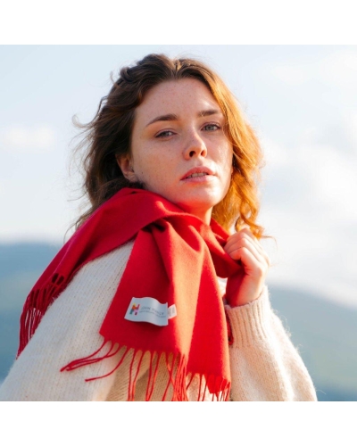 John Hanly Merino Luxury Wool Scarf crimson red