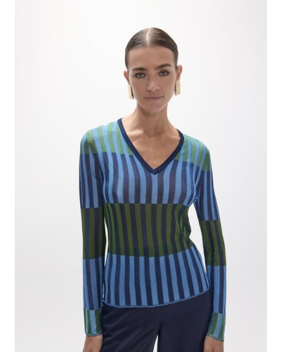 Lola Casademunt Bicolor ribbed sweater verde-azul