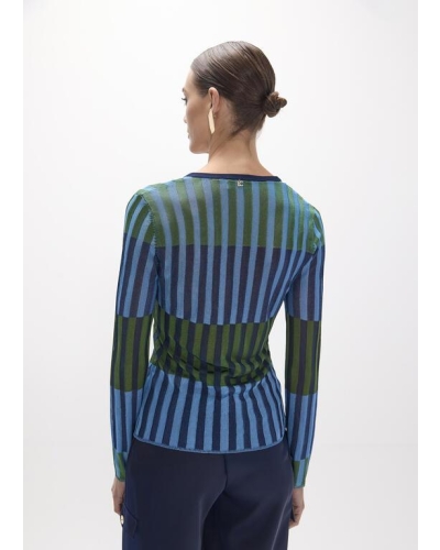 Lola Casademunt Bicolor ribbed sweater verde-azul
